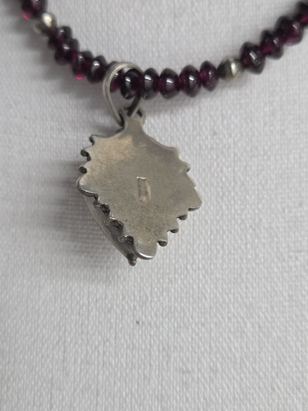 Handcrafted Garnet Bead Locket Necklace Silver Pendant Fairycore Boho - Picture 5 of 6